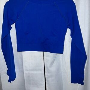 Royal Blue Fitted Crop Top with Long Sleeves